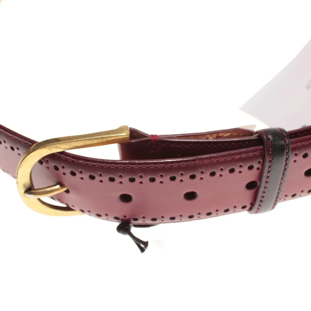 Paul Smith NWT Classic Brogue Belt Size 34 US Red Leather Made in Spain